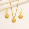 Mulheres pendentes de colar de pendente Earing fino sólido 24k Yellow Gold Jewellery6815069