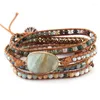Bracelets porte-bonheur bijoux en perles de mode faits à la main pierres naturelles mélangées/cristal et pierre 5 brins Wrap DropCharm Kent22