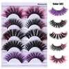 5 Pairs Renkli Faux 3D Vizon Kirpik Kalın Uzun Renkli Yanlış Kirpik Parlak Cosplay Parti 8D Kabarık Göz Lashes Uzatma Makyaj