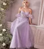 Fée Lilas Robe De Bal Manches Bouffantes Sexy Chérie Une Ligne Longue Robe De Soirée Avec Des Fleurs Dentelle Perlée Tulle Dîner Robes De Soirée Robes Bal robes de noche largos