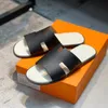 Designer Slippers Men Calfskin Slippers Flat Large Slides Summer Beach Sandals Lazy Scuffs Sandal Size 38-45