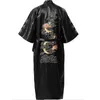 プラスサイズxxxl blauwe中国vrouwen zijdeachtig satijn gewaad nieuwigheid borduurwerk dragon yukata bad gown nachtkleding l220803