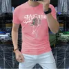 New Fashion Men's T-Shirt Rhinestone Hat Letter Hip-hop Pattern Tees Colourful Multicolor Comfortable Handsome High-quality Man Clothing Red Black White orange M-4XL