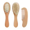 Nouvelle brosse à cheveux pour bébé peigne en bois poignée nouveau-né brosse à cheveux peigne pour nourrissons en laine douce du cuir chevelu en laine douce8960917