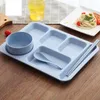 DINING SETS Sets Student Lunchboxen Tarwe Stro Bento Box met compartimenten servies voor kinderen Home School Picnic Microwave ContainerDin