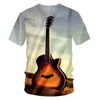 T -shirt Men Music Note Guitar Tryckt 3D Tshirt Man Hip Hop Casual Tshirt Homme Kort ärm Crewneck Jerseys Tee 220623