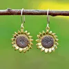 Dangle & Chandelier Women Vintage Sunflower Earrings Gold Flower For Female Engagement Wedding Drop Bijoux WholesaleDangle