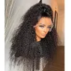 Perruque Lace Front Wig synthétique sans colle, cheveux crépus bouclés, haute densité, en Fiber pre-plucked, ligne de cheveux naturelle, Babyhair, bandeau, perruques en T pour femmes noires