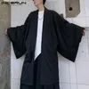 Men Black Cardigan Shirts Casual Open Out Weer Man Trench Mouw Lange lagen Fashion Japanse Style Yukata Tops 220805