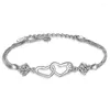 Bracelets porte-bonheur Utimtree à la mode Double coeur boîte chaîne bracelets pour femmes bijoux Zircon cubique Bracelet Femme mariageCharme Inte22