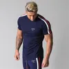 Camicia fitness da palestra Uomo Running Sport Maglietta attillata T-shirt in cotone a maniche corte Top Estate Uomo Bodybuilding Training Abbigliamento da allenamento 220617