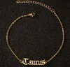 Bracelet de cheville signe du zodiaque pour femme 12 Bracelets de cheville Constellation Or Argent Horoscope Bracelet de cheville Chaîne de pied réglable Dainty Brithday Gifts