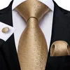 Bow Ties Hi-Tie Orange Solid Paisley Silk Wedding Tie For Men Hanky ​​Cufflink Slips Set Business Party Drop Fashion DesignerBow