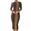 Jocoo Jolee Leopard Print Long Sleeve Slim Bodycon Sexy Dress Autumn Winter Women Streetwear Party Festival Dresses Outfits 220317