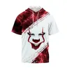 T-shirt da uomo 2022 T-shirt con cappuccio estiva T-shirt da donna a maniche corte Horror Dark Ugly Clown 3D Hedging Abbigliamento largo Oversize S-6xl Mild22