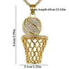 Chaines Collier de basket-ball électroplaté de bijoux en diamant Crystal Cadre Net Sports en acier Créatif Pendant Ner Decorchains Elle22