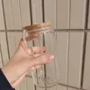 US -Stock Sublimation 12oz 16oz Glasdose mit Bambusdeckel wiederverwendbares Strohbier Dose transparent gefrostete Glas Becher Soda Can Cup