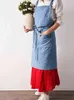 SSNN Uniform Lady Dress Denim Apron For Woman Cotton Fabric Garden Kitchen Baking Cooking Aprons Household Cleaning Accessories Y220426