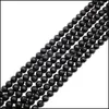 Stone Loose Beads Jewelry Black Lava Volcanics Round 16" Per Strand 6 8 10 12 Mm Pick Size For Dyi Making Drop Delivery 2021 Cdegn