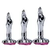 Nxy Anal Toys 3 Pcs set Metal Plug Butt Female Flirting Zinc Alloy Fist Thumb Dilator with Drill Erotic Adult 220420
