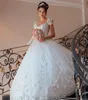 Luksusowa koronkowa biała suknia ślubna Suknia Krótkie rękawowe suknia balowa