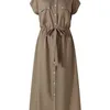 Celmia elegante jurk mode zomer dames revers feest korte mouw casual knoppen vintage hoge taille midi vestidos d220615