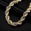 Męski łańcuch skrętu Hip Hop Naszyjnik 14K złote łańcuchy przesadzone duże naszyjniki biżuteria 30 mm 30 cali