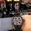 uxury watch Date Business Leisure Men's Automatic Mechanical Watch Hollowed Out Luminous Fashion Tape Exaggerated Personality Graffiti Trend Novel