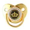 Pacifiers# Colors Cartoon Crown Baby Pacifier Golden Dummy Bling Toddler Pacy Orthodontic Nipple Infant Shower Gift 0-18 MonthsPacifiers#