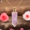 Klasyczne kobiety Amethysts Quartz Green Fluoryt Kamień Prism Piernik Perfumy Butelka Wisiorek Złoty Łańcuchy Naszyjnik Biżuteria Hurtownie