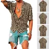 Summer Short Sleeve Leopard Print Shirt Men Lapel Neck Loose Button Up Blouse Breathable Streetwear Sexy Shirts Men INCERUN 220621