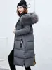 Coat Women 2022 Winter New Fashion Korean Slim Big Fur Collar Hooded Pink Long Parkas Caramel Thick Down Cotton Jackets Feminina L220730