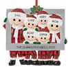 Hars kerstversieringen schattig kerstfamilie ornament Red Plaid Santa Claus hanger Diy Naam foto frame kerstboom ornamenten geschenken SN4800