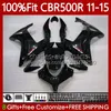 Carénages de moulage par injection pour HONDA CBR 500 R CC 500R RR CBR500R 11 12 13 14 15 Corps 126No.51 CBR500RR 2011 2012 Stock Noir 2013 2014 2015 CBR500 RR 11-15 Kit de carrosserie OEM