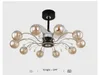 Modo Glass Takfläktar med LED -strängar Ljus 6 8 10 glödlampor Crystal Chandelier Fan för vardagsrum sovrum 110v 220v