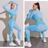 Gym Woman Tracksuit Yoga Set Sport Workout Clothes Seamless Long Hides Fitness Outfit High midja andningsbara leggings sportkläder J220706