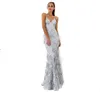 Grey Evening Dresses Latest Party Cocktai Prom V-Neck Backless Women Sexy Spaghetti Strap Sleeveless Sequined Evening Maxi vestido Size S-2XL