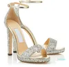 2022-Landon Luxury Misty Sandals Ankle Strap Pumps Glitter & Suede Leather High Heels Wedding Party Dress Women's Sexy Walking Shoes