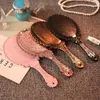 Portable Vintage Makeup Hand Held Mirror Old Fashion ABS Comfy Mirror with Handle Beauty Tool