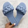 Lato Splot Sandalicznych Kapcie Kobiety Okrągły Głowa Płaskie Przypadkowe Buty Kobiety Slide New Fashion Flip Flops Beach Slipper Duży rozmiar