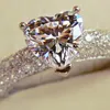 Clusterringen Luxe echt 925 zilver voor vrouwen drie stijlen romantisch hart 2 diamanten verloving bruiloft ring sieraden groothandelocluster