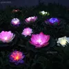 Dekorativa blommor kransar konstgjorda vattentäta led optiska fiber nattljus flytande falska lotus bladblommor lily färg bröllop deco