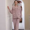 Femmes Coral Fleece Pyjama Ensembles Hiver Épaissir Col Rabattu Dentelle Princesse Vêtements De Nuit De Luxe Chaud Flanelle Pyjamas 2 Pièces Lounge L220803