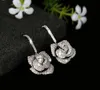 Designer baumelnde Ohrringe Hochzeit Schmuck Frauen Rose Blume Ohrring S925 Silber Zirkonia Ohrring Ringe für Mädchen Geschenk5884451