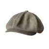 Mężczyźni marki czapki dżinsów dżentelmen jesienna zima beret retro literacki niebieski ośmioboczny kapelusz stylowy sprzedawca gazet hat Blm370 J220722