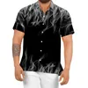 남성용 캐주얼 셔츠 하와이 셔츠 남성 여름 불꽃 효과 패션 프린트 3D 짧은 슬리브 싱글 가슴 라소 20222 Camisas de Hombre