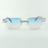 Vente directe de lunettes de soleil en diamants micro-pavés 3524024 avec branches en bois de paon, lunettes de créateur, taille: 18-135 mm