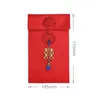 Cadeau Wrap Enveloppe rouge de style chinois Sac d'argent chanceux Vertical Brocade Noeud Pompon Art de mariage Année Tissu de haute qualité Type V1U7Gift