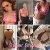 Rapwriter y2k Pink Sweet Heart Stampa Bustier Crop Top Donna Estate Estetica Kawaii Senza maniche Backless Tie Up Halter Camis 220514