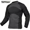 TACVASEN Men Summer Tactical T-shirt Army Combat Airsoft Tops Long Sleeve Military tshirt Paintball Hunt Camouflage Clothing 5XL 220408